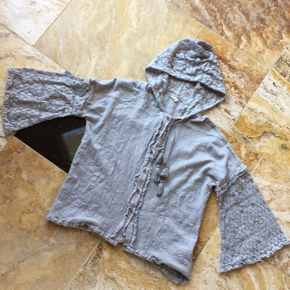 Anthropologie Hyku dove/silver gray boho hoodie
